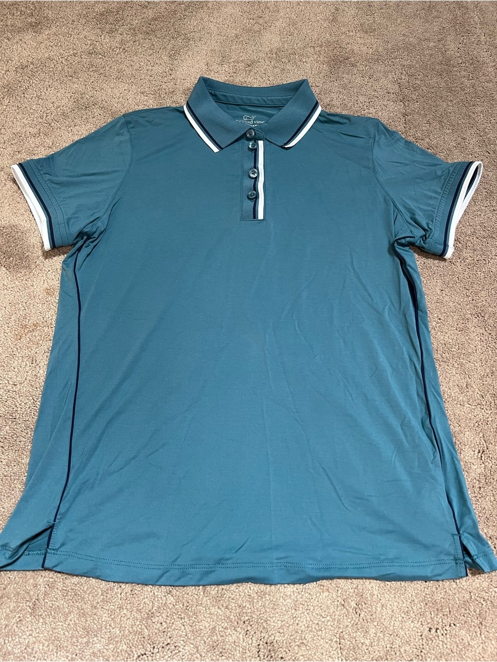 Women’s Vineyard Vines Teal Polo with BBC White and Navy Trim